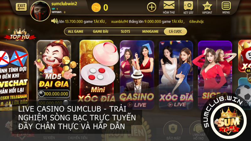 Live Casino của Sumclub mang đến cho người chơi một trải nghiệm sòng bạc trực tuyến đầy chân thực và hấp dẫn