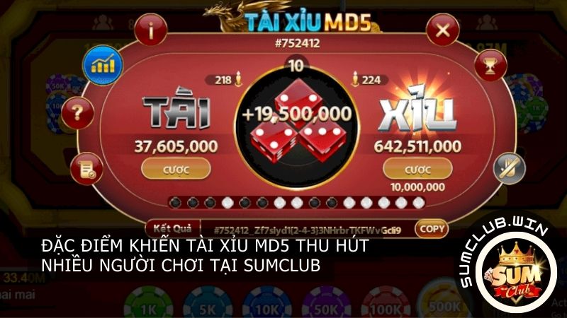 Đặc điểm khiến tài xỉu MD5 lại thu hút nhiều người chơi tại Sumclub